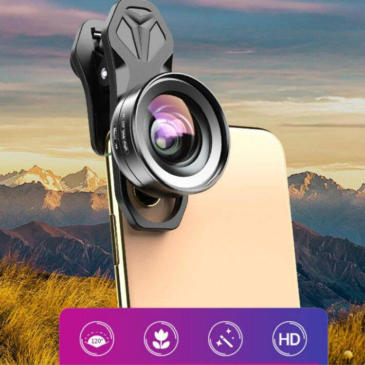 APEXEL APL-HD52IN1WM 2 in 1 Distortion-free HD 120-degree Wide-angle + 10X Macro Universal SLR External Mobile Phone Lens Set