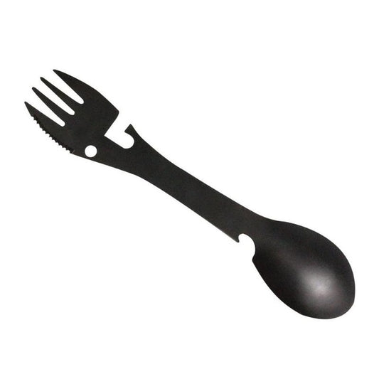 2 PCS  5 in 1 Multi-functional Outdoor Tools Stainless Steel Camping Survival EDC Kit Practical Fork Knife Spoon Bottle/Can Opener