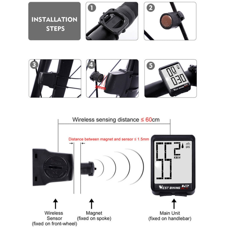 WEST BIKING Mountain Road Bike Wireless Big Character Table Big Screen Waterproof Night Light Speed Speedometer, Night Light Speed Speedometer(Green), Night Light Speed Speedometer(Black), Night Light Speed Speedometer(Red)                             ...