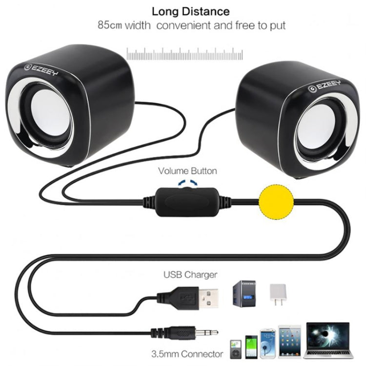 YEEZE A1 Multimedia USB2.0 Desktop Speaker Mini Computer Notebook Speaker, White Blue, White Green, White Purple, White Orange, Black Blue, Black Green, Black Purple, Black Prange, Electroplated Black Gold, Electroplated White, Electroplated Black