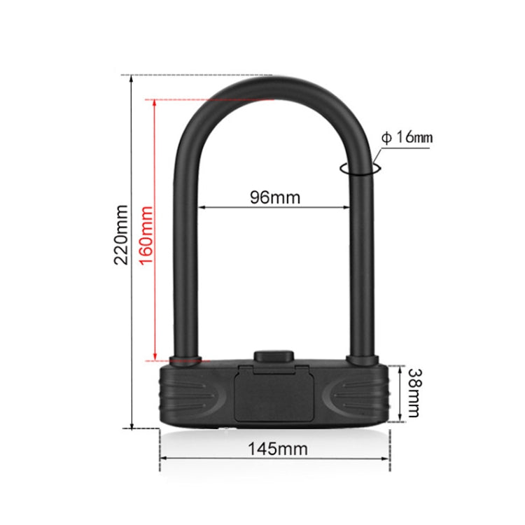 Bold Steel U-Shaped Bicycle Password Lock Motorcycle Electric Car Anti-Theft Password Lock, Password Lock(Black), Password Lock(Red)