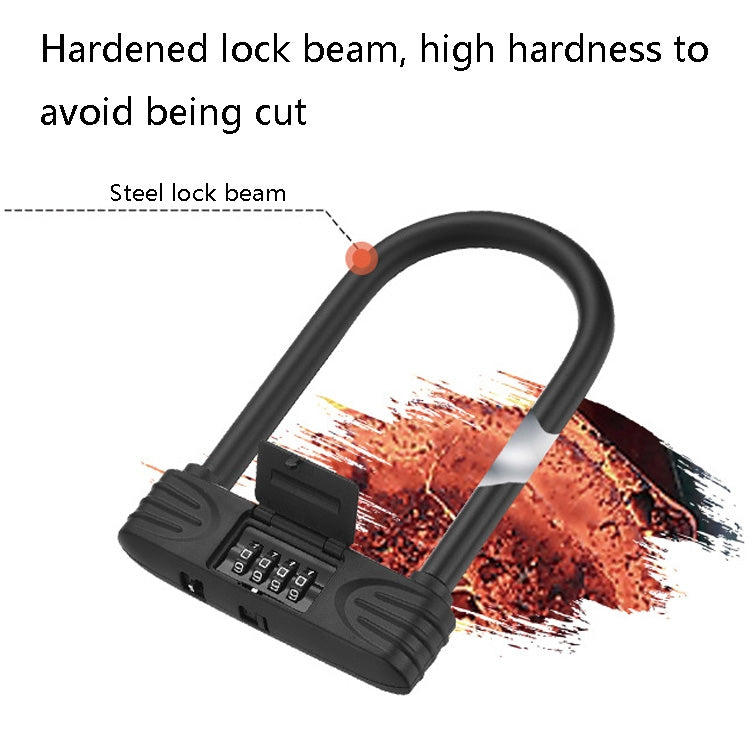 Bold Steel U-Shaped Bicycle Password Lock Motorcycle Electric Car Anti-Theft Password Lock, Password Lock(Black), Password Lock(Red)
