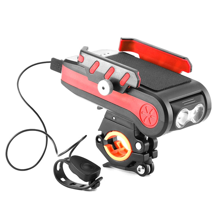 BG-2021 Bicycle Front Light 4 In 1 Mobile Phone Holder Horn Light Mountain Bike Front Light, 2400 MAH Black, 2400 MAH Red, 2400 MAH Blue, 4000 MAH Black, 4000 MAH Red, 4000 MAH Blue