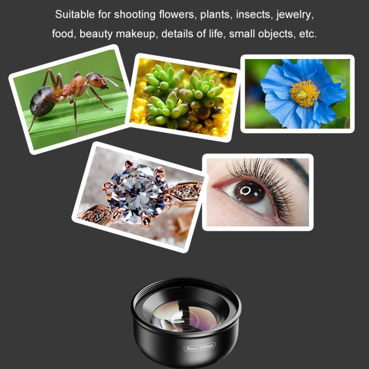 APEXEL CM-HB100CPL HB100mm HD External Macro Mobile Phone Lens with CPL, CM-HB100CPL