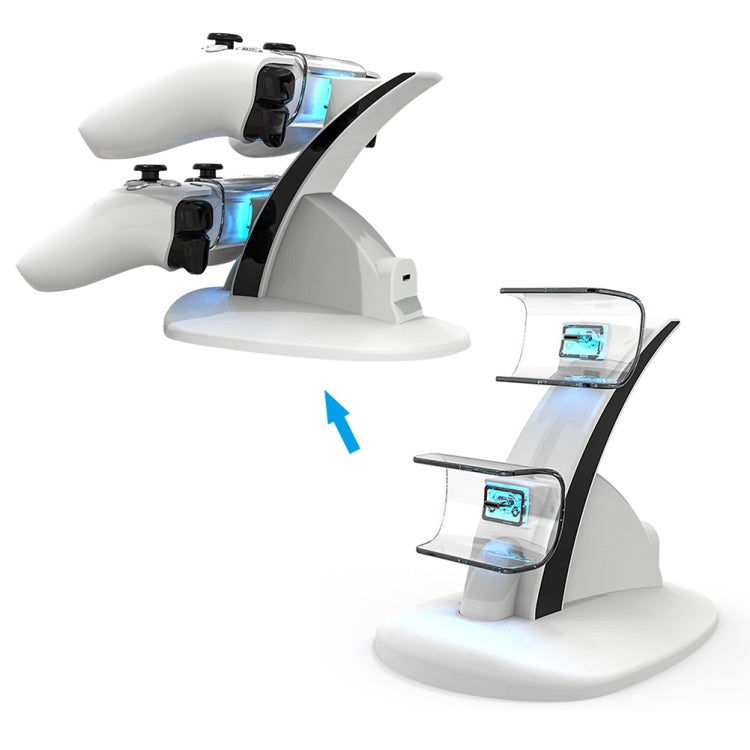 iplay HBP-253 For PS5 Game Wireless Handle Double Charging Base Placement Bracket, HBP-253 (Black), HBP-253 (White)