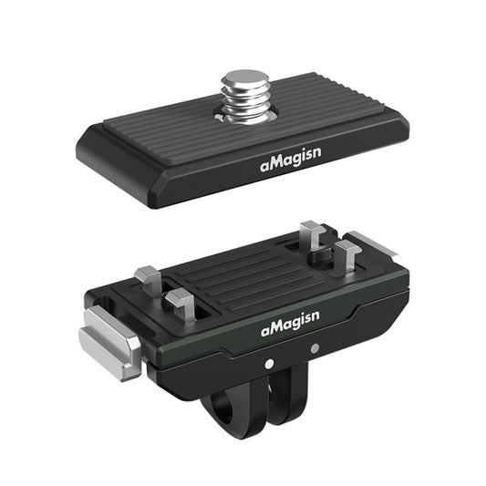 AMagisn Metal Magnetic Quick Release + Top Cover, For Insta360 Ace / Ace Pro / X5 / X3 / X2 / GoPro HERO12 Black, Metal+Top Cover