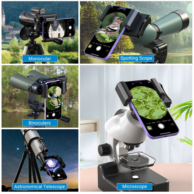 APEXEL F002X Universal Phone Adapter for Monoculars Binoculars Smartphone Holder Clip, F002X Black, F002X Green