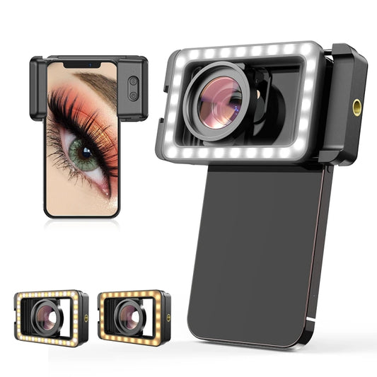 APEXEL 15X  Macro Lens With LED Fill Light Phone Holder Clamp, APL-FL23M15-Z