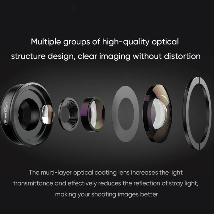 APEXEL 4K HD 100mm Macro Lens With LED Fill Light Set for Smartphones, APL-HB100FL23-Z
