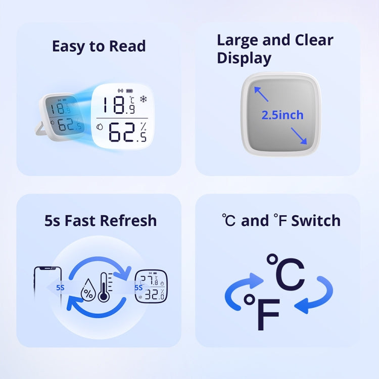 SONOFF SNZB-02D 2.5 inch LCD Smart Sensor Real-Time Monitoring Linkage