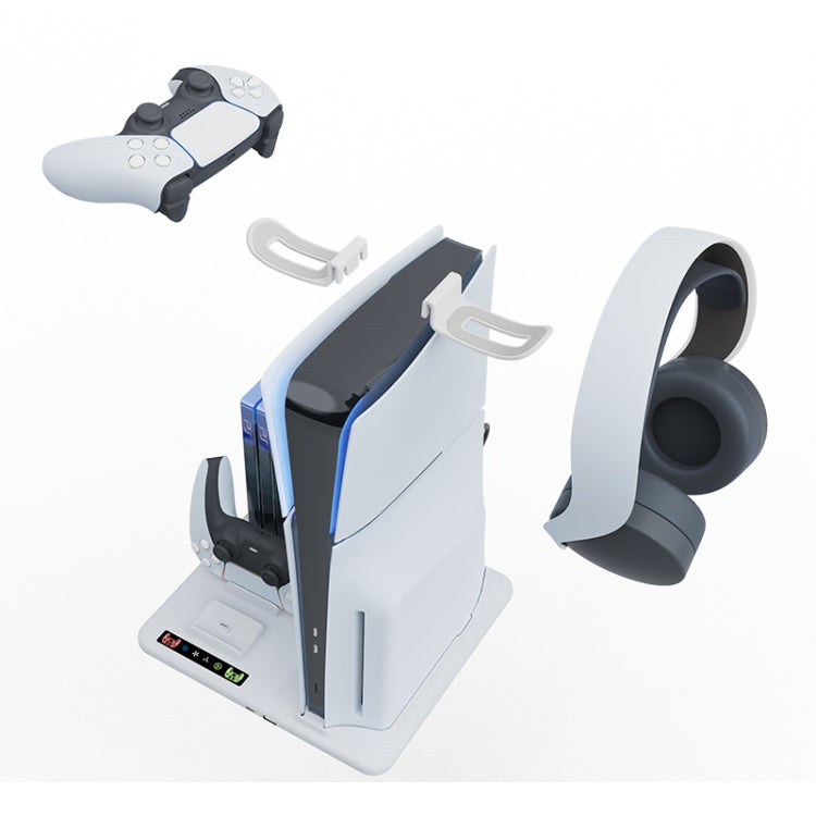 For PS5 Slim iplay Multifunctional Cooling Stand with Dual Controller Charging Station Headset Holder and 6 Game Card Storage, HBP-537