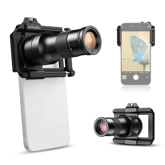 APEXEL APL-TM6 Portable 6X Telephoto Macro 2 In 1 Cell Phone Lens, APL-TM6