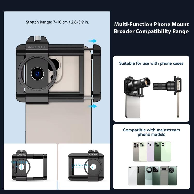 APEXEL APL-TM6 Portable 6X Telephoto Macro 2 In 1 Cell Phone Lens, APL-TM6