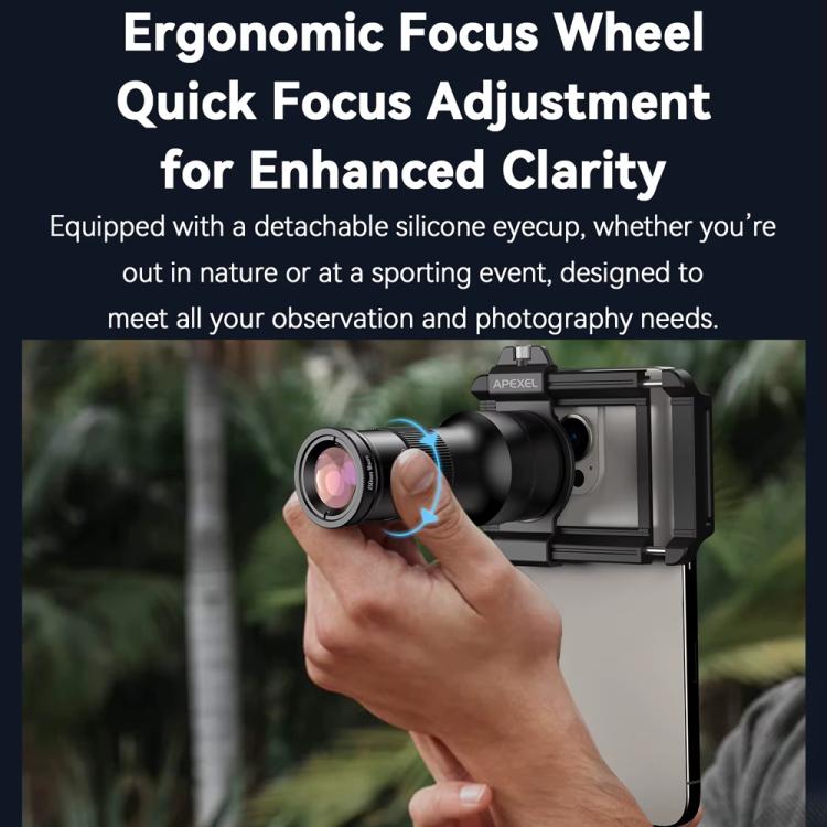 APEXEL APL-TM6 Portable 6X Telephoto Macro 2 In 1 Cell Phone Lens, APL-TM6