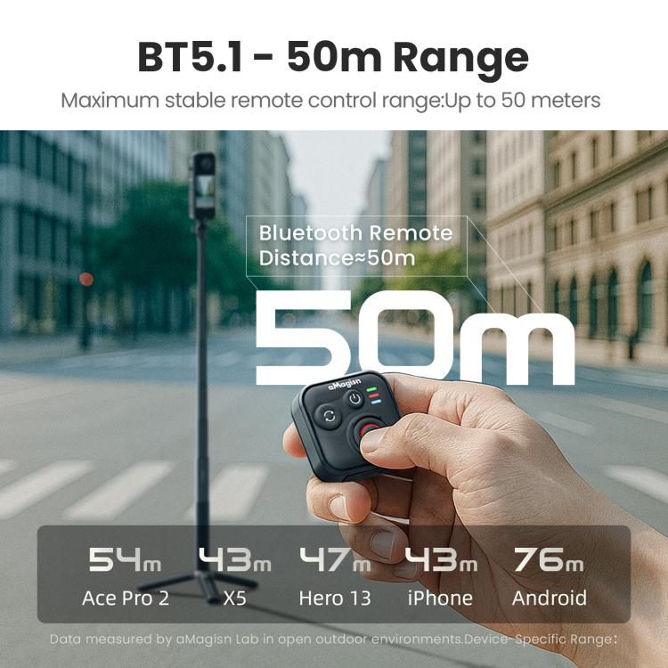 aMagisn Wireless Bluetooth Remote Control for Insta360, GoPro Hero Cameras & Smartphones - 50m Long Range, for Insta360 50m
