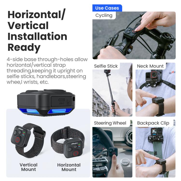 aMagisn Wireless Bluetooth Remote Control for Insta360, GoPro Hero Cameras & Smartphones - 50m Long Range, for Insta360 50m