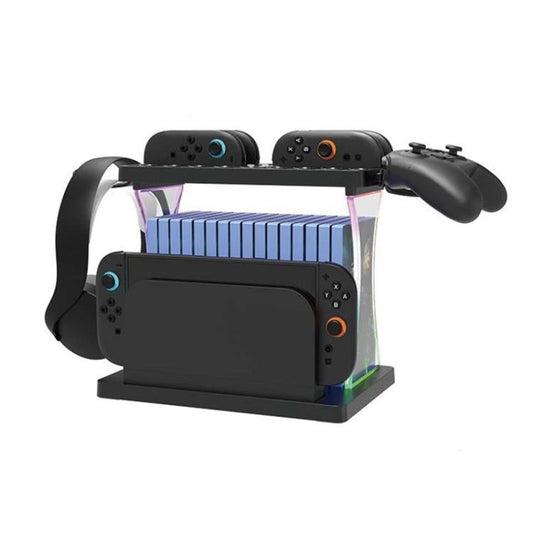 For Nintendo Switch 2 Joy-Con Multi-Functional Holder Charging Station with RGB Lights 25 Game Card Storage, HS-2806