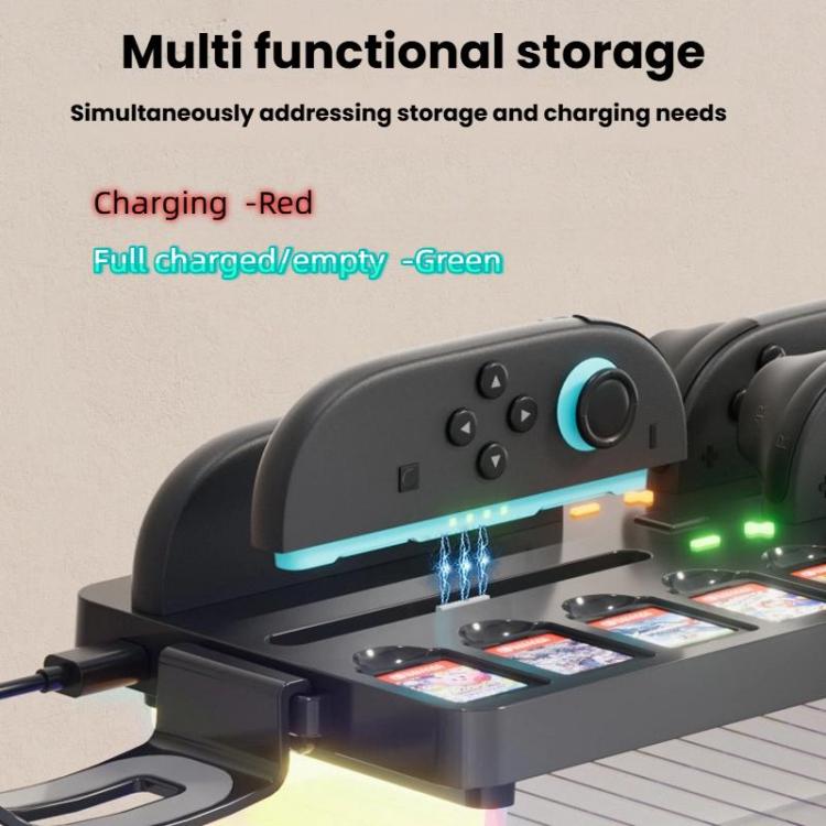 For Nintendo Switch 2 Joy-Con Multi-Functional Holder Charging Station with RGB Lights 25 Game Card Storage, HS-2806
