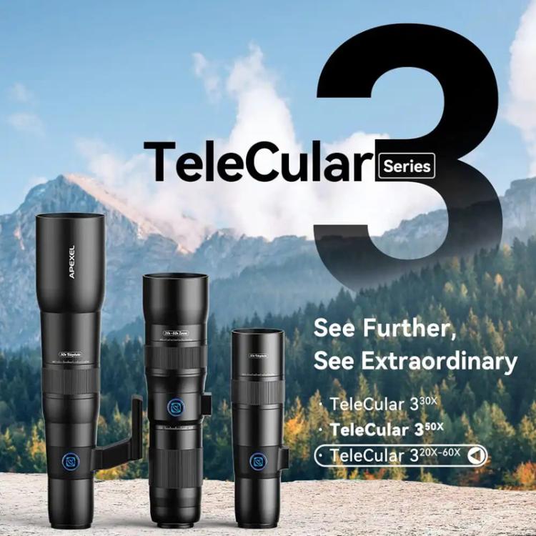 APEXEL TeleCular 3 20X-60X Zoom Lens Kit for Smartphones HD Super Telephoto Long-Range Shooting with Tripod Adapter, APL-T20-60XJJ029