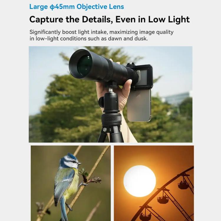 APEXEL TeleCular 3 20X-60X Zoom Lens Kit for Smartphones HD Super Telephoto Long-Range Shooting with Tripod Adapter, APL-T20-60XJJ029