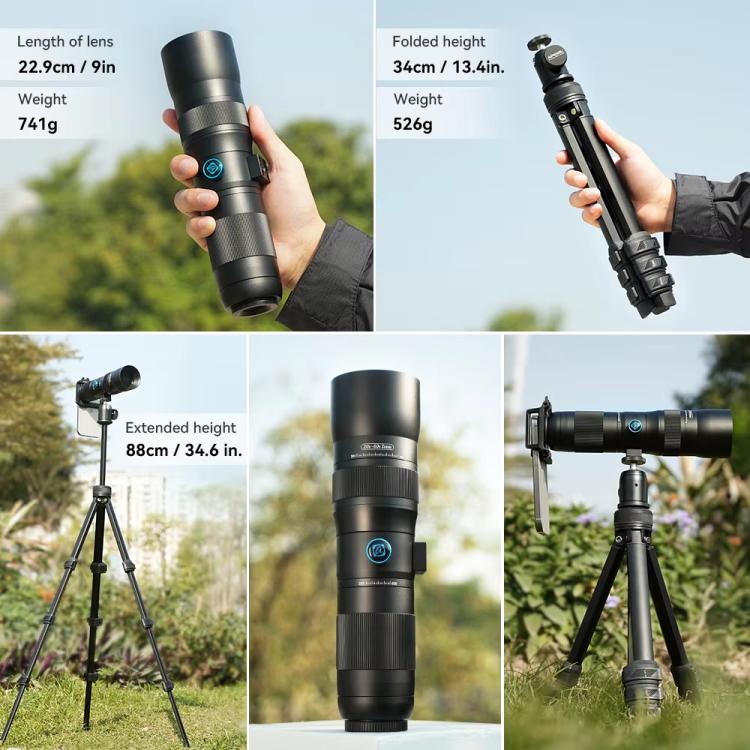 APEXEL TeleCular 3 20X-60X Zoom Lens Kit for Smartphones HD Super Telephoto Long-Range Shooting with Tripod Adapter, APL-T20-60XJJ029