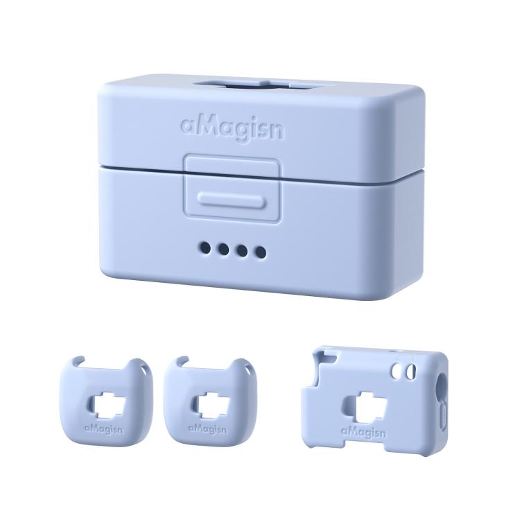 For DJI Mic Mini aMagisn MP01 Silicone Protective Case, 3 In 1 Black, 3 In 1 Gray, 3 In 1 Pink, 3 In 1 Purple, 3 In 1 Blue, 4 In 1 Black, 4 In 1 Gray, 4 In 1 Pink, 4 In 1 Purple, 4 In 1 Blue
