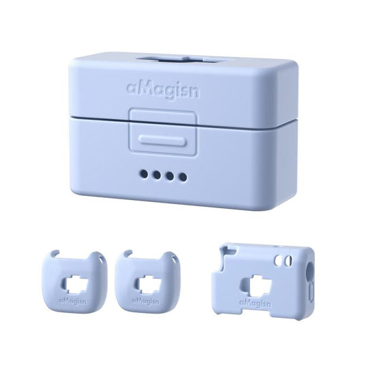 For DJI Mic Mini aMagisn MP01 Silicone Protective Case, 3 In 1 Black, 3 In 1 Gray, 3 In 1 Pink, 3 In 1 Purple, 3 In 1 Blue, 4 In 1 Black, 4 In 1 Gray, 4 In 1 Pink, 4 In 1 Purple, 4 In 1 Blue