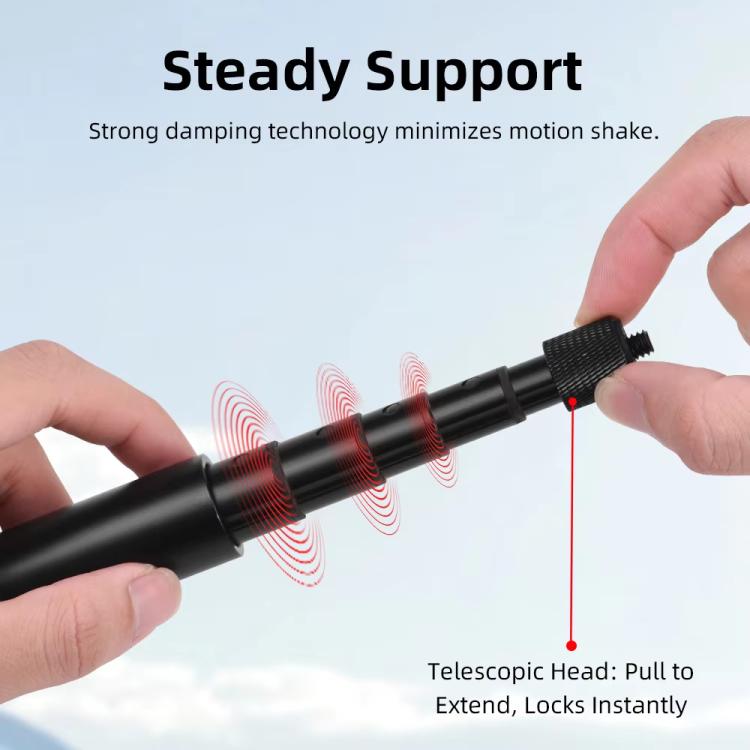 Flymile 16.5-73.5cm Mini Invisible Selfie Stick for Panoramic Cameras Anti-Shake Metal Pole Pocket-Friendly Extendable Selfie Monopod