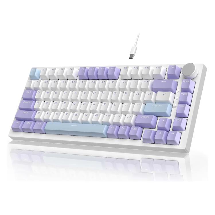 Ajazz AK820 Hot Swappable Wired Mechanical Keyboard With Light, Green Switch Ice Blue Light White, Red Switch White Light Black, AS Red Switch White Light Gray White, HP Switch White Light White Gray, Sea Salt Switch RGB Purple White Blue