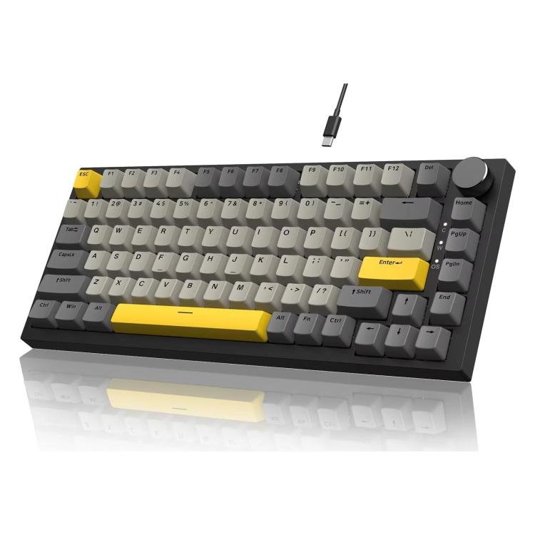 Ajazz AK820 Hot Swappable Wired Mechanical Keyboard With Light, Green Switch Ice Blue Light White, Red Switch White Light Black, AS Red Switch White Light Gray White, HP Switch White Light White Gray, Sea Salt Switch RGB Purple White Blue