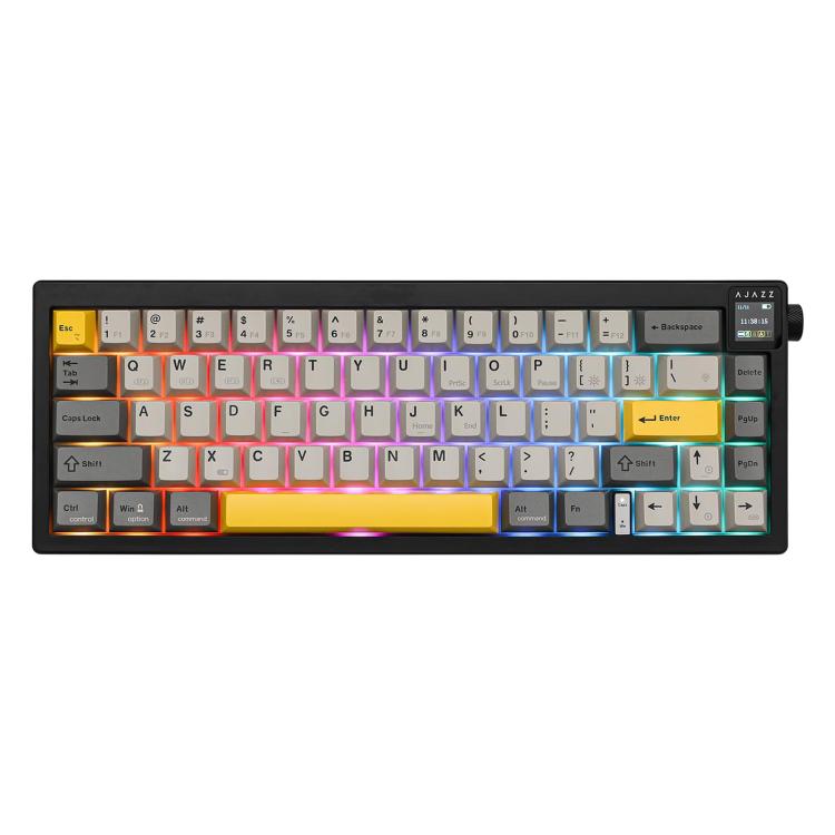 Ajazz AK650 Tri-mode Wireless Mechanical Keyboard With Screen Knob RGB Light, Flying Fish Switch Purple White Blue, Dream Switch Purple White Blue, Dream Switch Black Gray Yellow, Dream Switch Side Engraved Gradient Blackberry