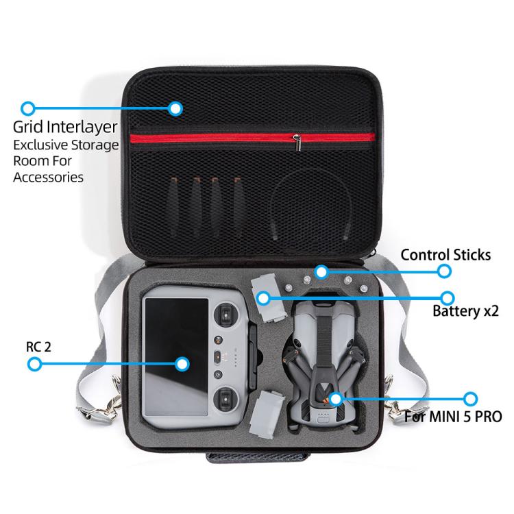 For DJI Mini 5 Pro & RC 2 / RC-N3 Remote Control Nylon Storage Bag Portable Travel Shoulder Bag, Nylon Shoulder Bag