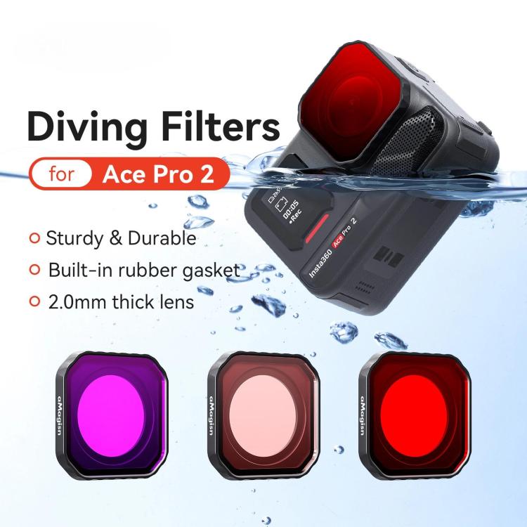 For Insta360 Ace Pro 2 aMagisn Dive Filter Underwater Waterproof Camera Lens Protector