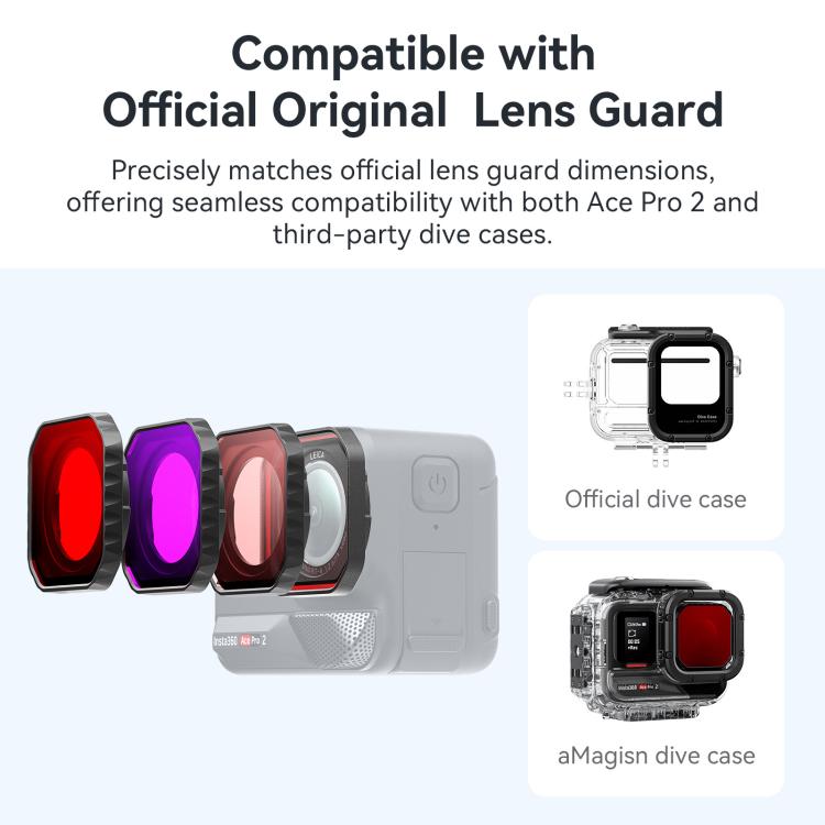 For Insta360 Ace Pro 2 aMagisn Dive Filter Underwater Waterproof Camera Lens Protector