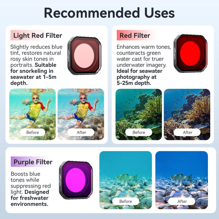 For Insta360 Ace Pro 2 aMagisn Dive Filter Underwater Waterproof Camera Lens Protector