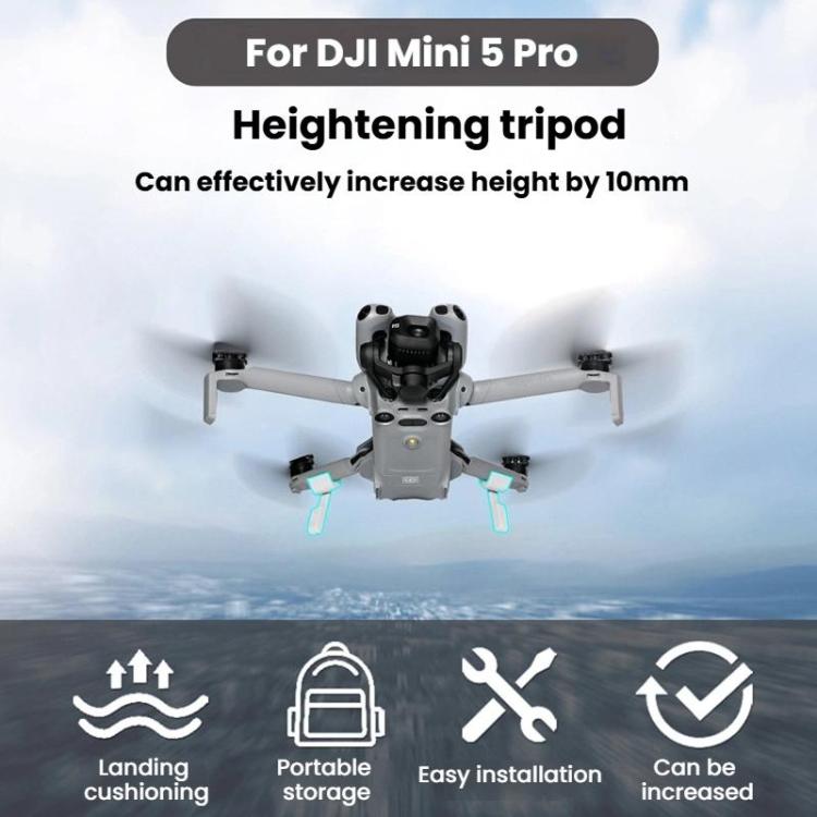 For DJI Mini 5 Pro 1pair Drone Height-Extending Landing Gear Foldable Non-Detachable Protective Bracket