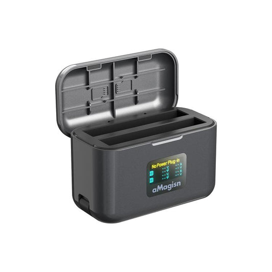 For Insta360 X5 AMagisn Fast Charger Case With Color LCD Screen & Built-In USB-C/Type-C Cable