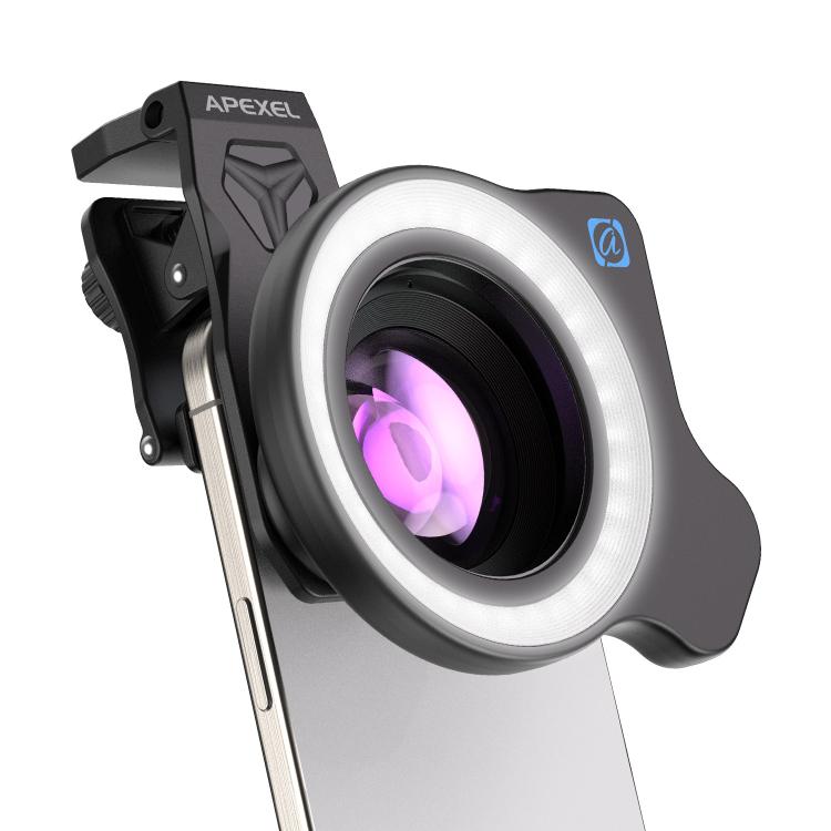 APEXEL HB100 Ultra Macro Lens & FL26 Fill Light Combo for Smartphones Close-Up Photography Kit, APL-HB100UFL26