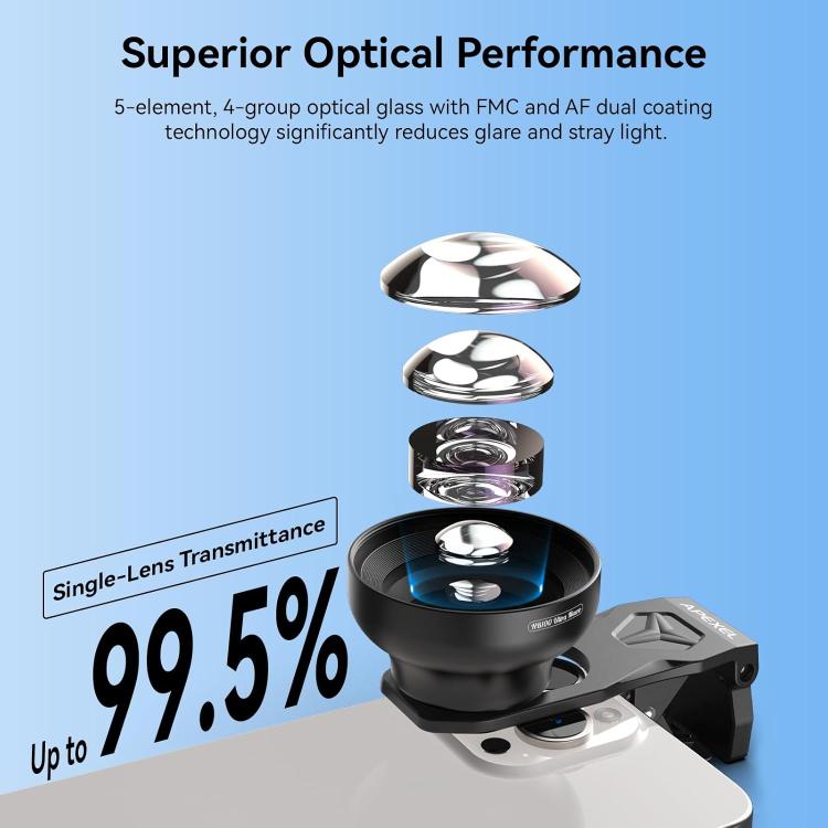 APEXEL HB100 Ultra Macro Lens & FL26 Fill Light Combo for Smartphones Close-Up Photography Kit, APL-HB100UFL26