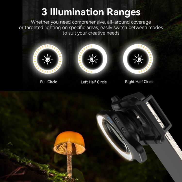 APEXEL HB100 Ultra Macro Lens & FL26 Fill Light Combo for Smartphones Close-Up Photography Kit, APL-HB100UFL26