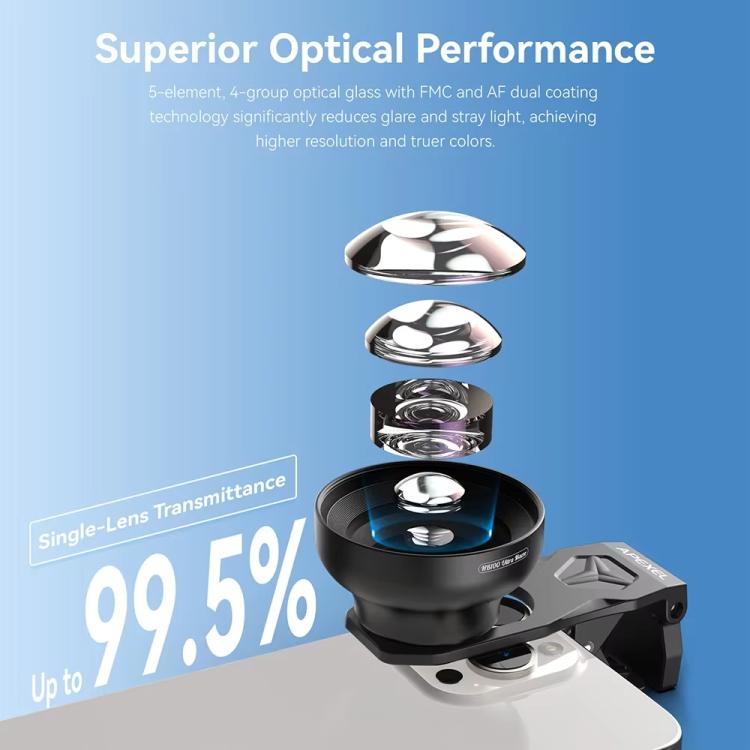APEXEL HB100 Ultra Macro Lens for Smartphones 50-110mm Telephoto Zoom, F1.05 Large Aperture HD Lens, APL-HB100U