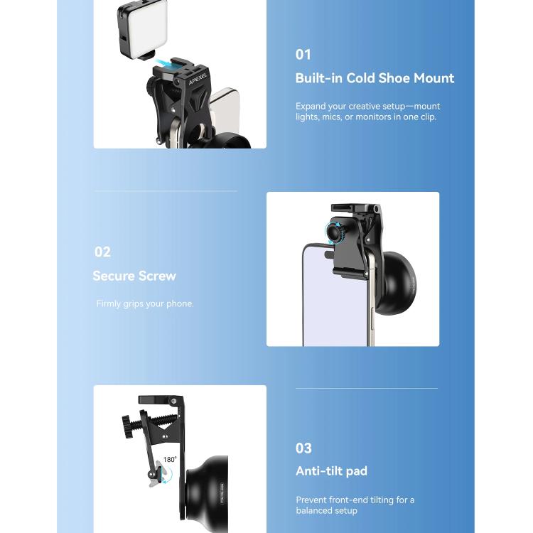 APEXEL HB100 Ultra Macro Lens for Smartphones 50-110mm Telephoto Zoom, F1.05 Large Aperture HD Lens, APL-HB100U