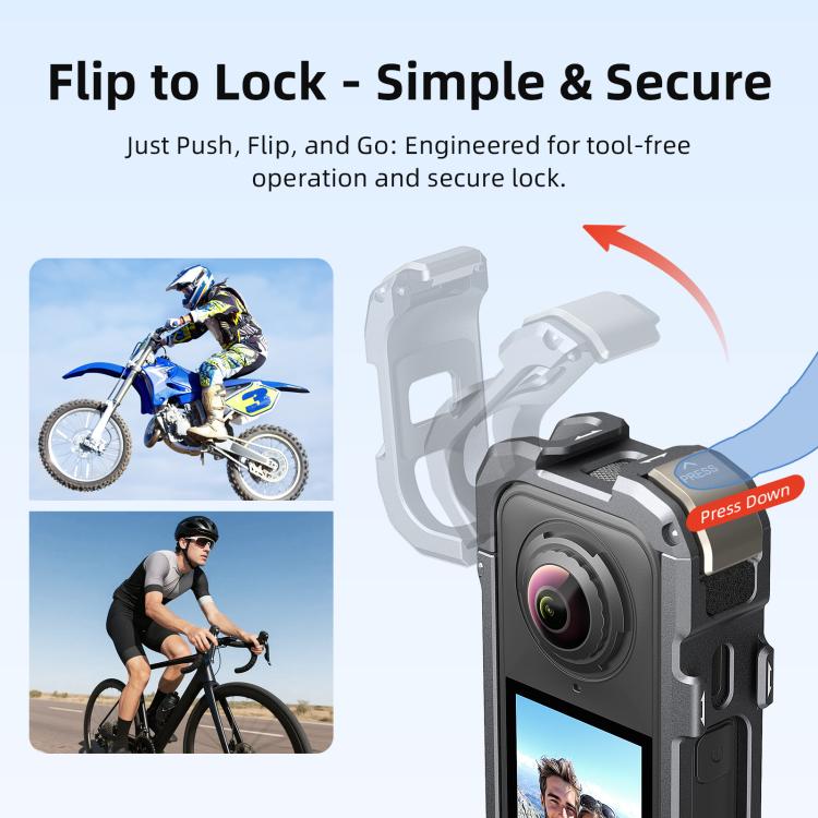 For Insta360 X4 Air aMagisn Quick-Release Metal Cage Wind Noise Reduction Expandable Frame with Lens Cap, Metal Cage