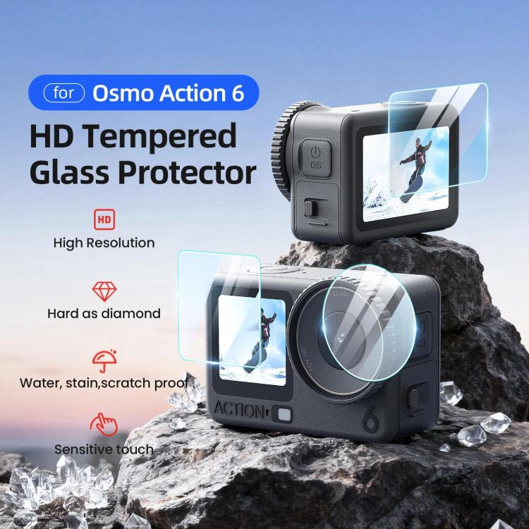 For DJI Osmo Action 6 aMagisn 9H Hardness Tempered Glass Screen Protector, 1 Pack, 2 Packs
