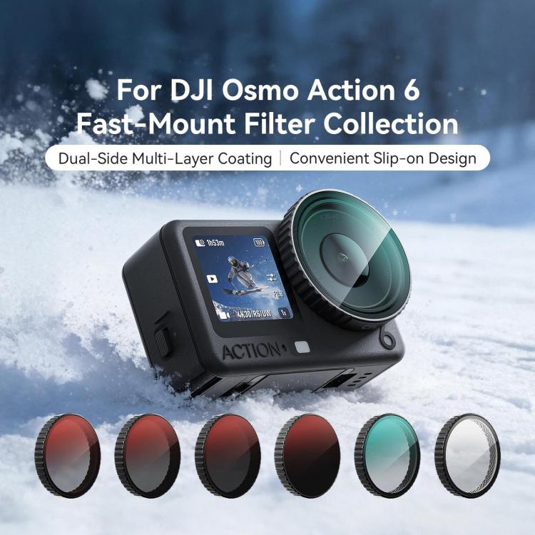 For DJI Osmo Action 6 Camera aMagisn Quick Release Filter Protective Lens Cover, UV, CPL, ND8+ND16+ND32+ND64, CPL-ND8+ND16+ND32
