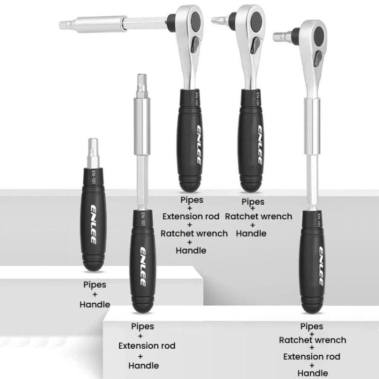 ENLEE 10pcs Bike Ratchet Wrench Repair Kit Multi-Functional Tire Repair Emergency Tool Set, 10pcs