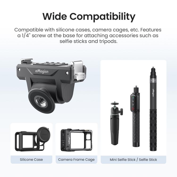 AMagisn Adjustable Quick Release Adapter For DJI Osmo 360/Action 5 Pro/4/3 - 4-Level Fast Perspective Switch