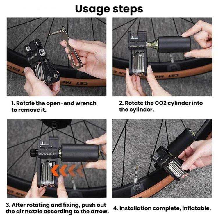 ENLEE EN93 18 In 1 Bike Multifunctional CO2 Inflator Head Hexagonal Repair Tool, EN93