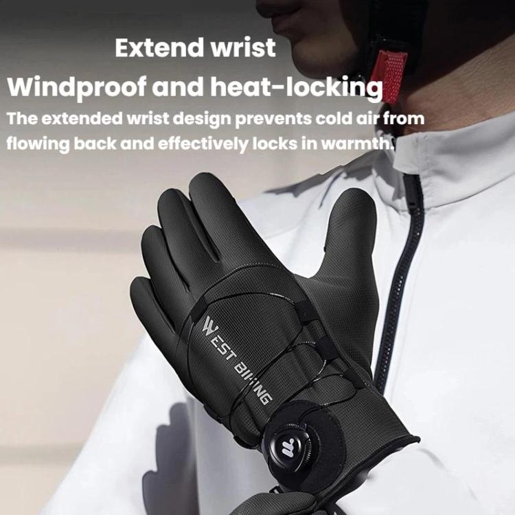 WEST BIKING YP0211270 Winter Bike Windproof Warm Gloves Water-Repellent Gloves With Buckle, M, L, XL, 2XL